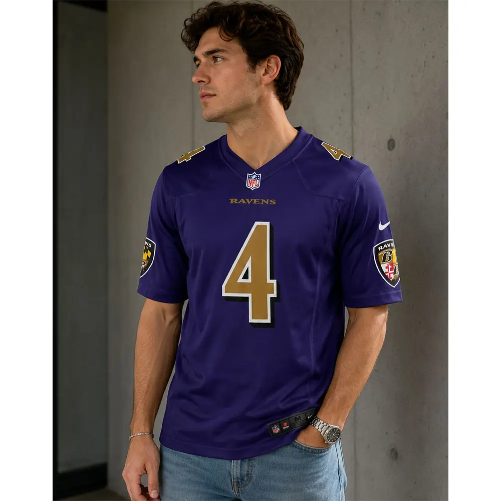 View For Zay Flowers Purple Ravens Game Jersey View For Zay Flowers Purple Ravens Game Jersey