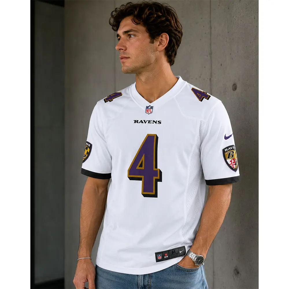 View For Zay Flowers White Ravens Team Jersey View For Zay Flowers White Ravens Team Jersey