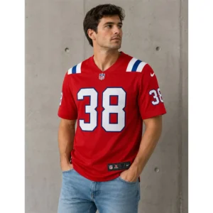 View Rhamondre Stevenson Red Patriots Team Game Jersey