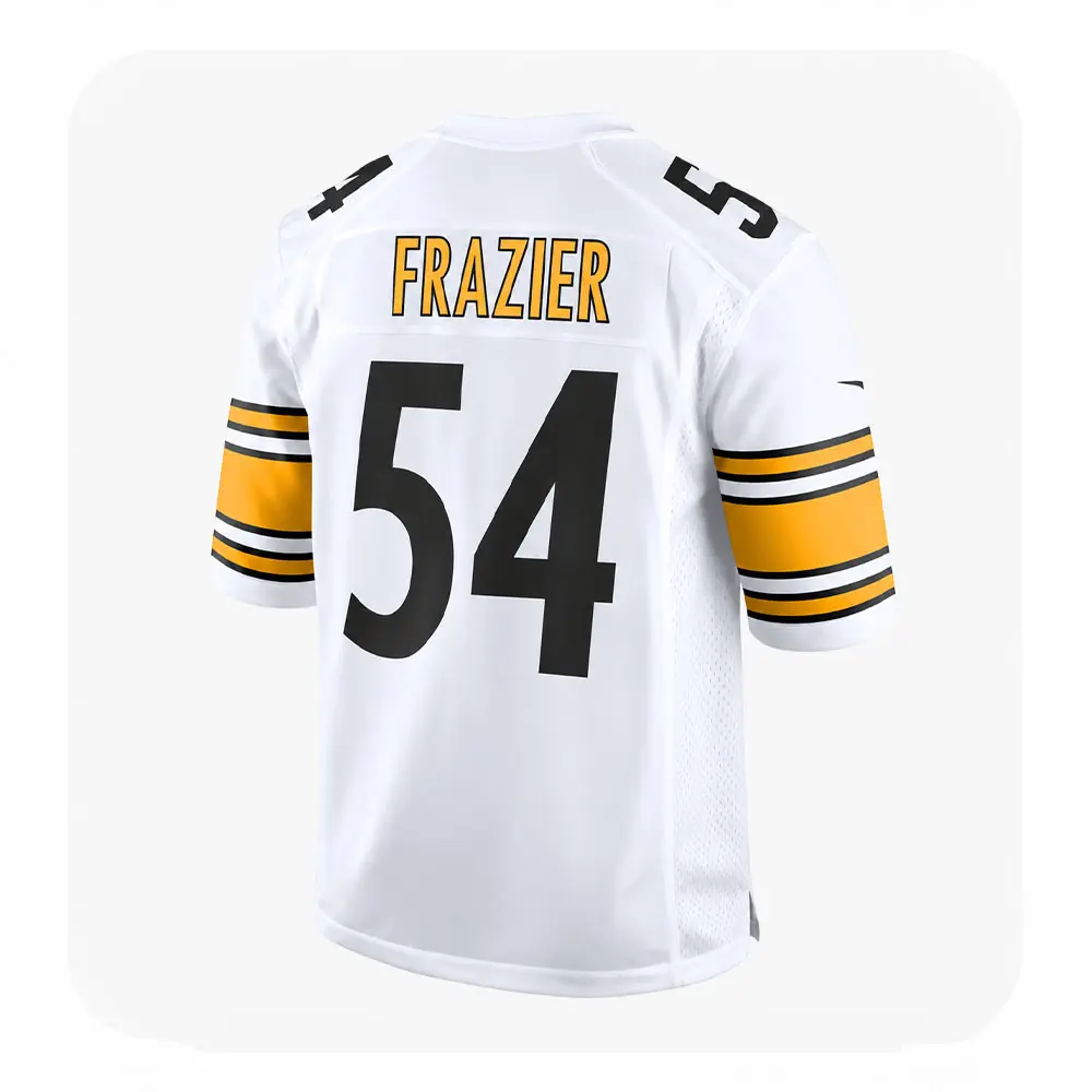 Back View For Zach Frazier Steelers Game Black Jersey Back View For Gennings Dunker Game Steelers White Jersey