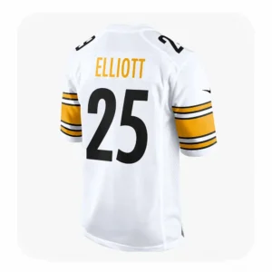 Back View For Gennings Dunker Pittsburgh Steelers White Game Jersey