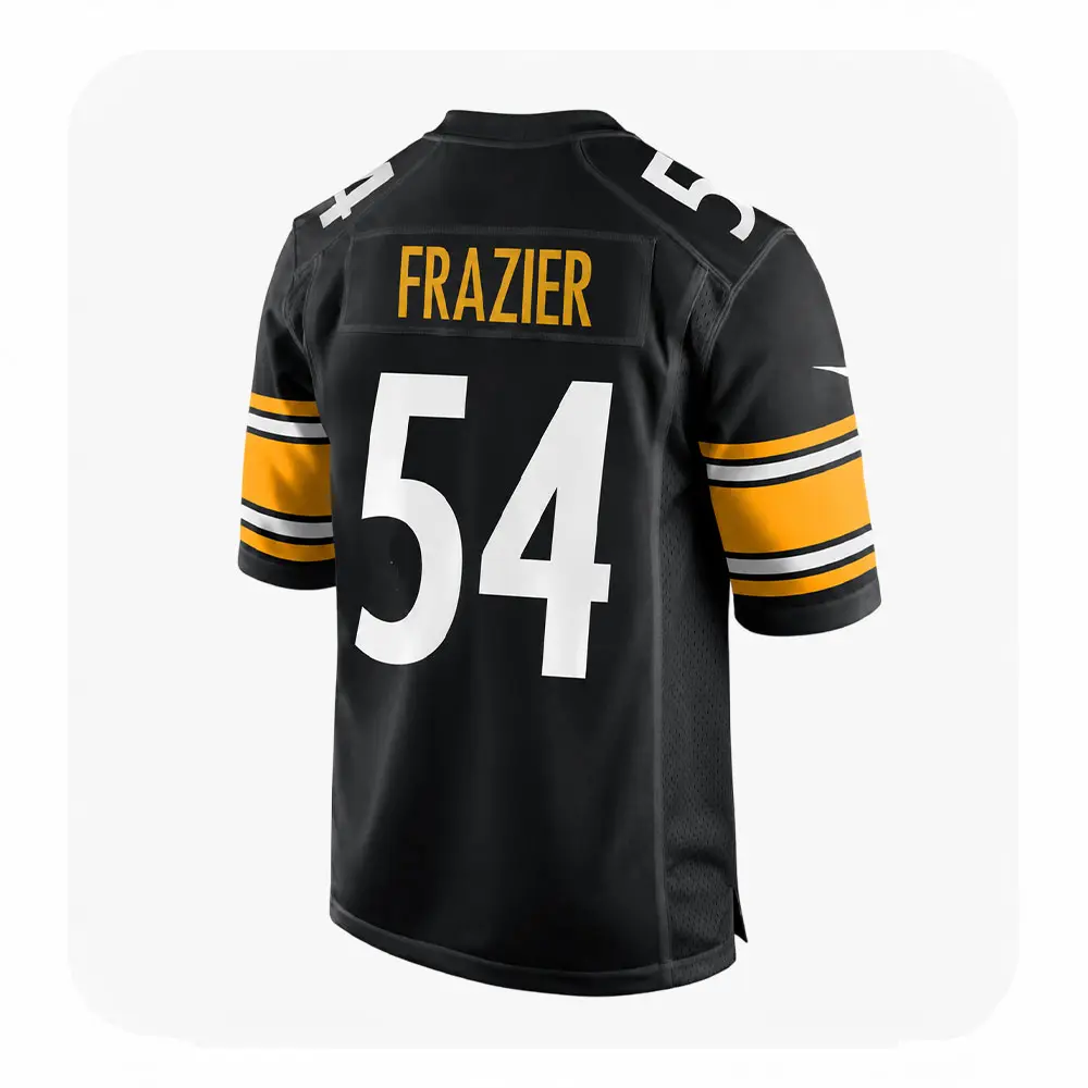 Back View For Zach Frazier Steelers Game Black Jersey Back View For Gennings Dunker Steelers Game Black Jersey