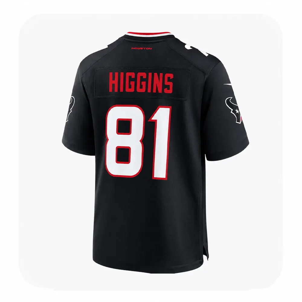 Back View For Jayden Higgins Texans Navy Game Jersey Back View For Jayden Higgins Texans Navy Game Jersey