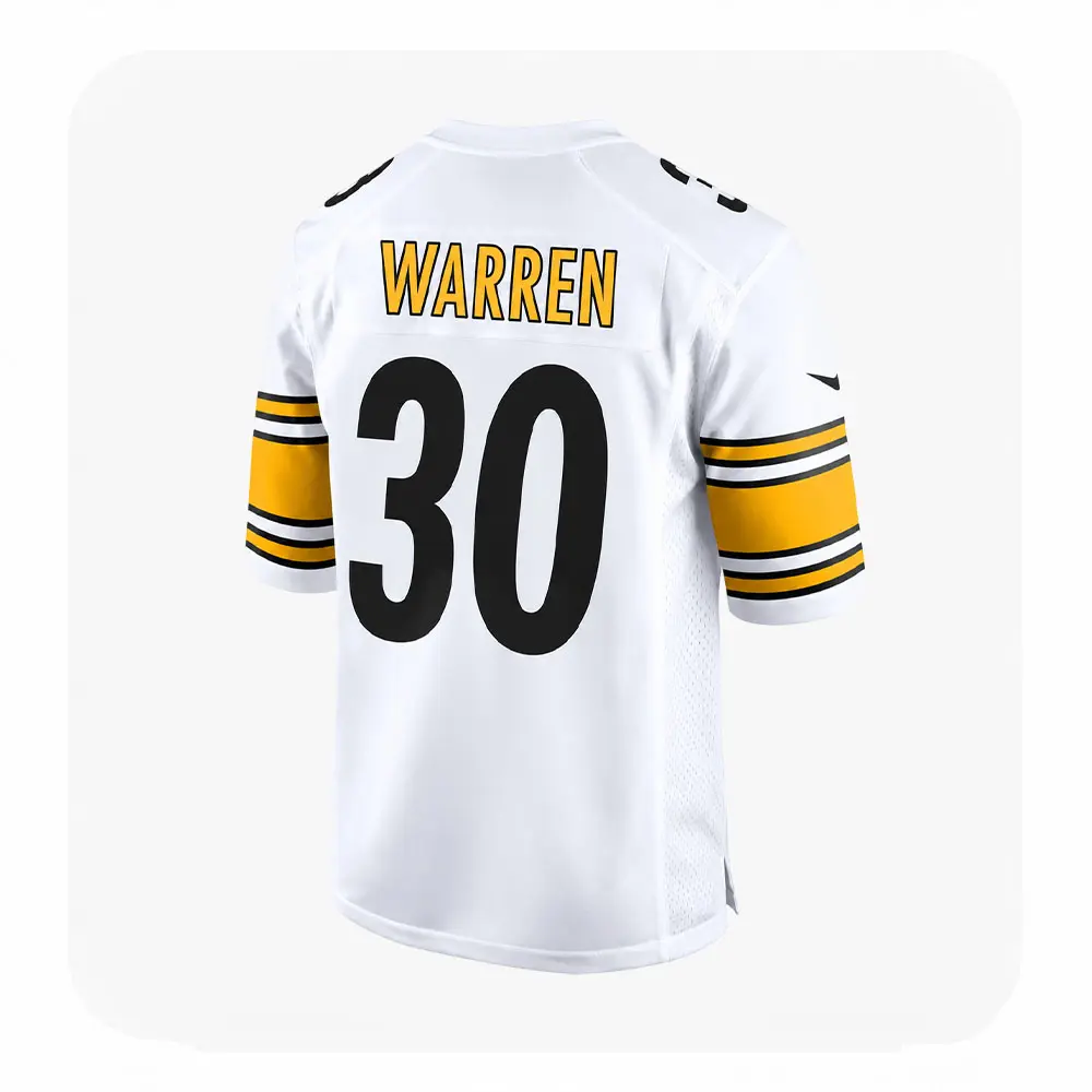 Back View For Jaylen Warren Pittsburgh Steelers White Game Jersey Back View For Jaylen Warren Pittsburgh Steelers White Game Jersey