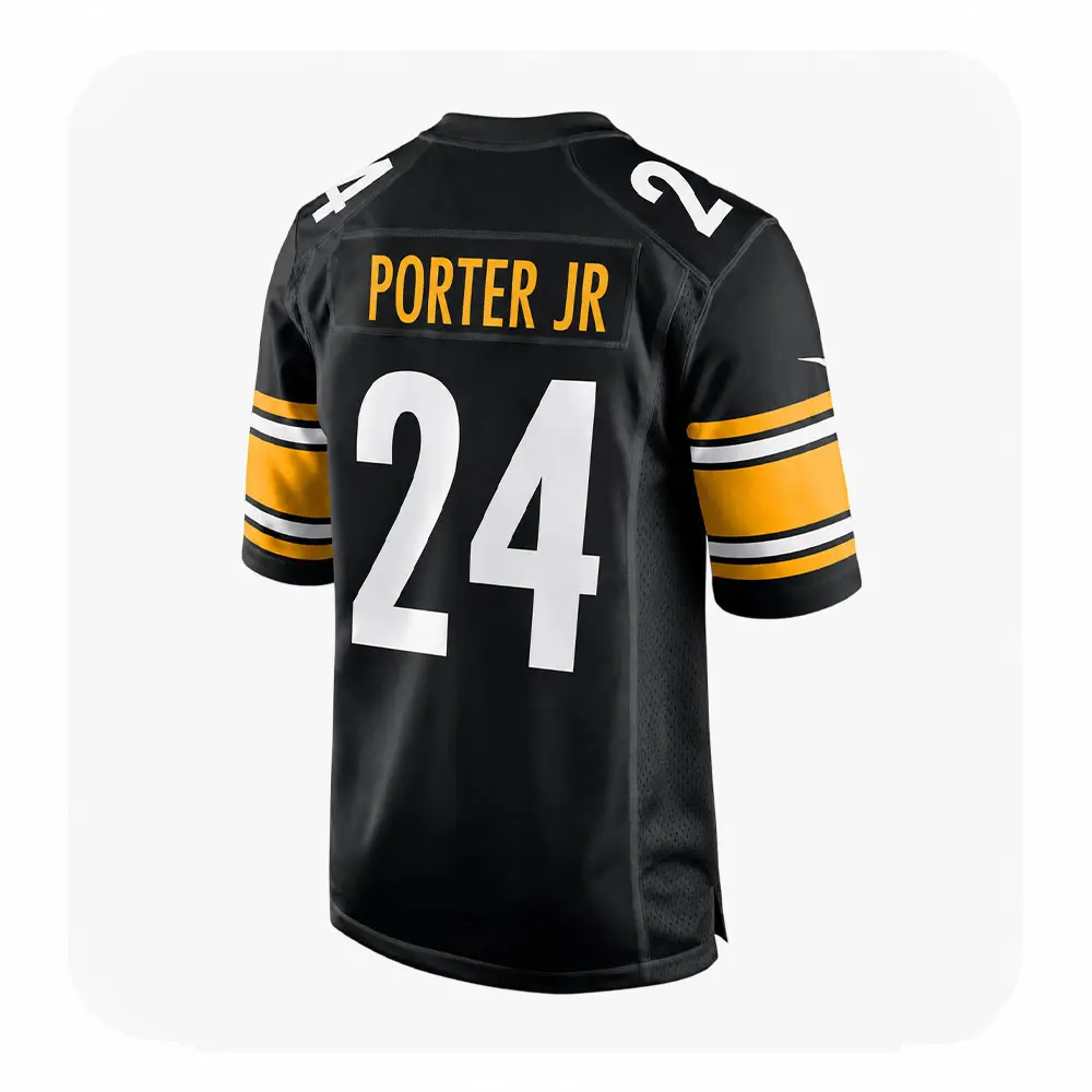 Back View For Joey Porter Jr Pittsburgh Steelers Game Black Jersey Back View For Joey Porter Jr Pittsburgh Steelers Game Black Jersey