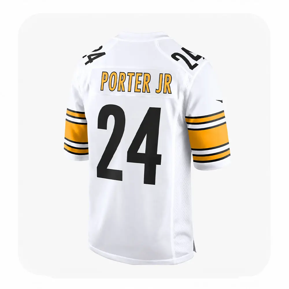 Back View For Joey Porter Jr Steelers Game White Jersey Back View For Joey Porter Jr Steelers Game White Jersey