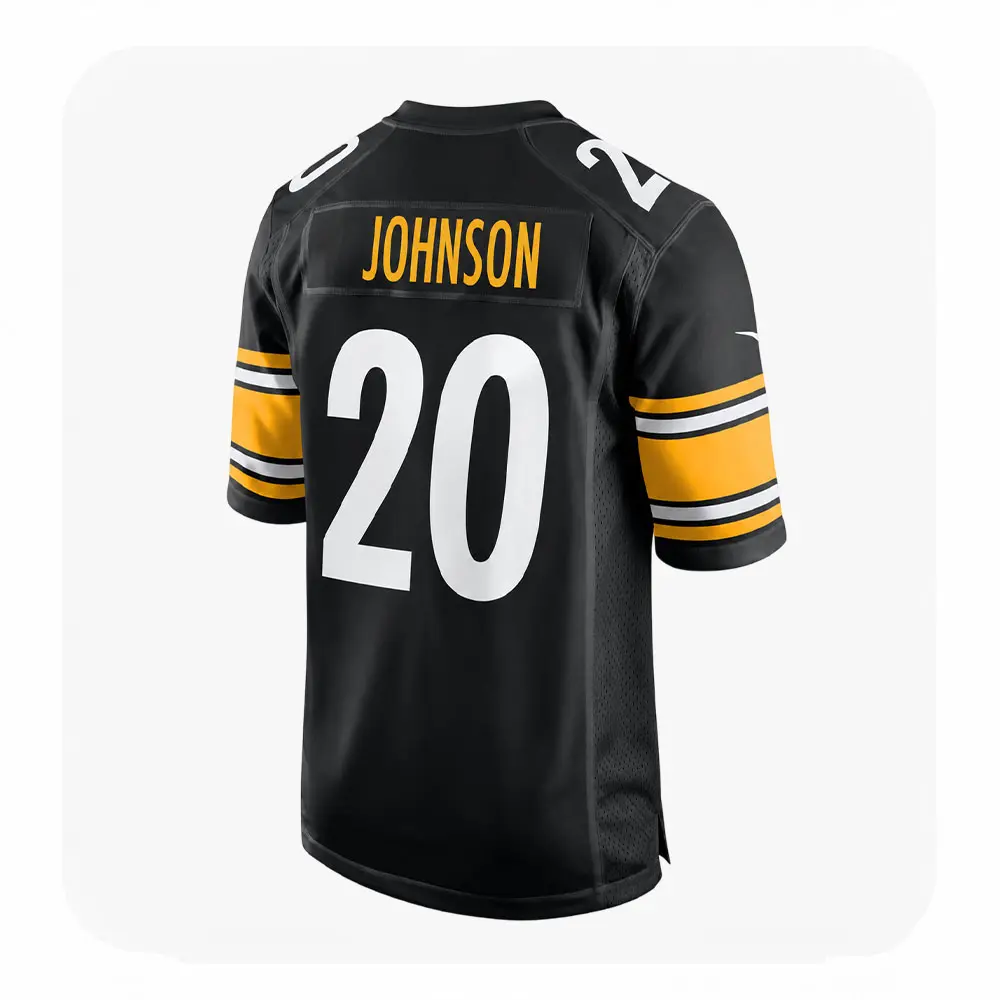Back View For Kaleb Johnson Pittsburgh Steelers Black Game Jersey Back View For Kaleb Johnson Pittsburgh Steelers Black Game Jersey