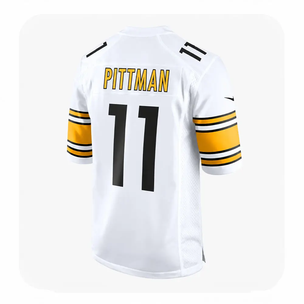 Back View For Michael Pittman Jr Steelers White Game Jersey Back View For Michael Pittman Jr Steelers White Game Jersey