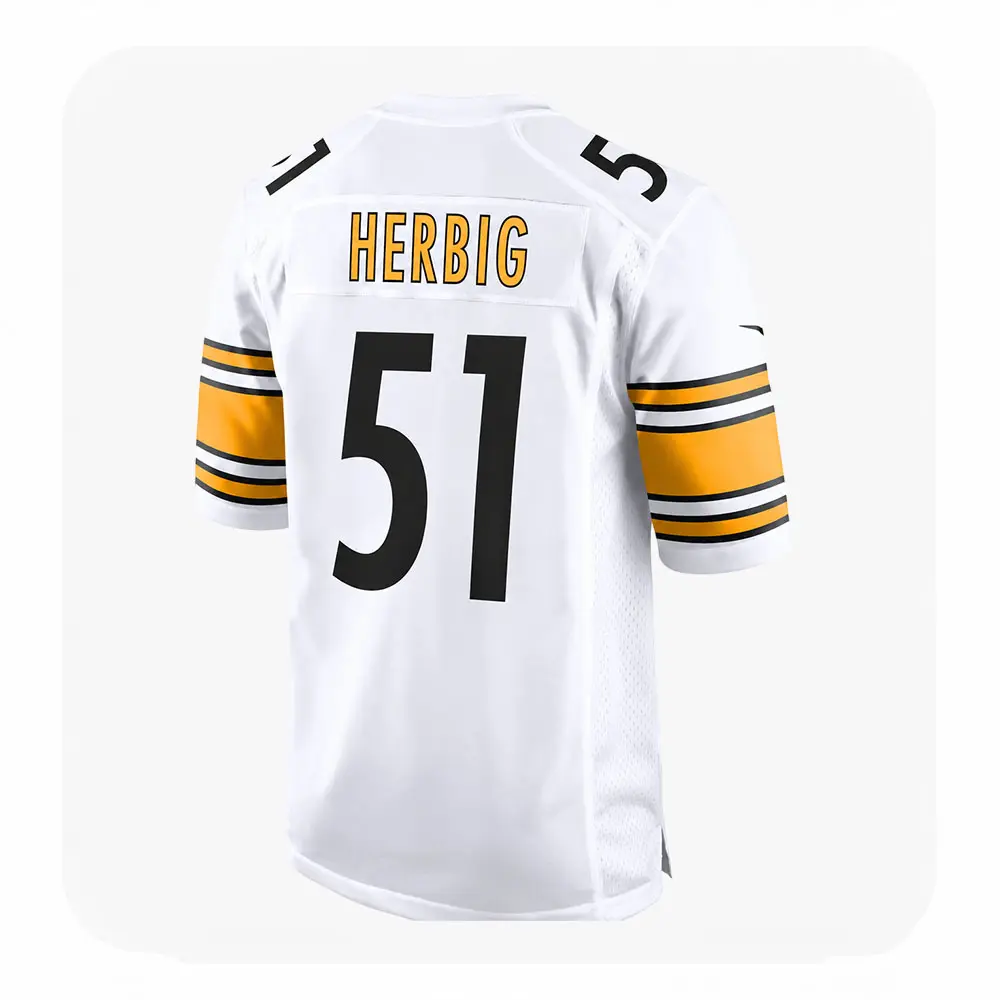 Back View For Nick Herbig Steelers White Game Jersey Back View For Nick Herbig Steelers White Game Jersey