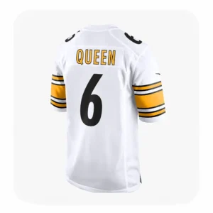 Back View For Patrick Queen Steelers Game White Jersey