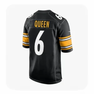 Back View For Patrick Queen Steelers Team Black Jersey