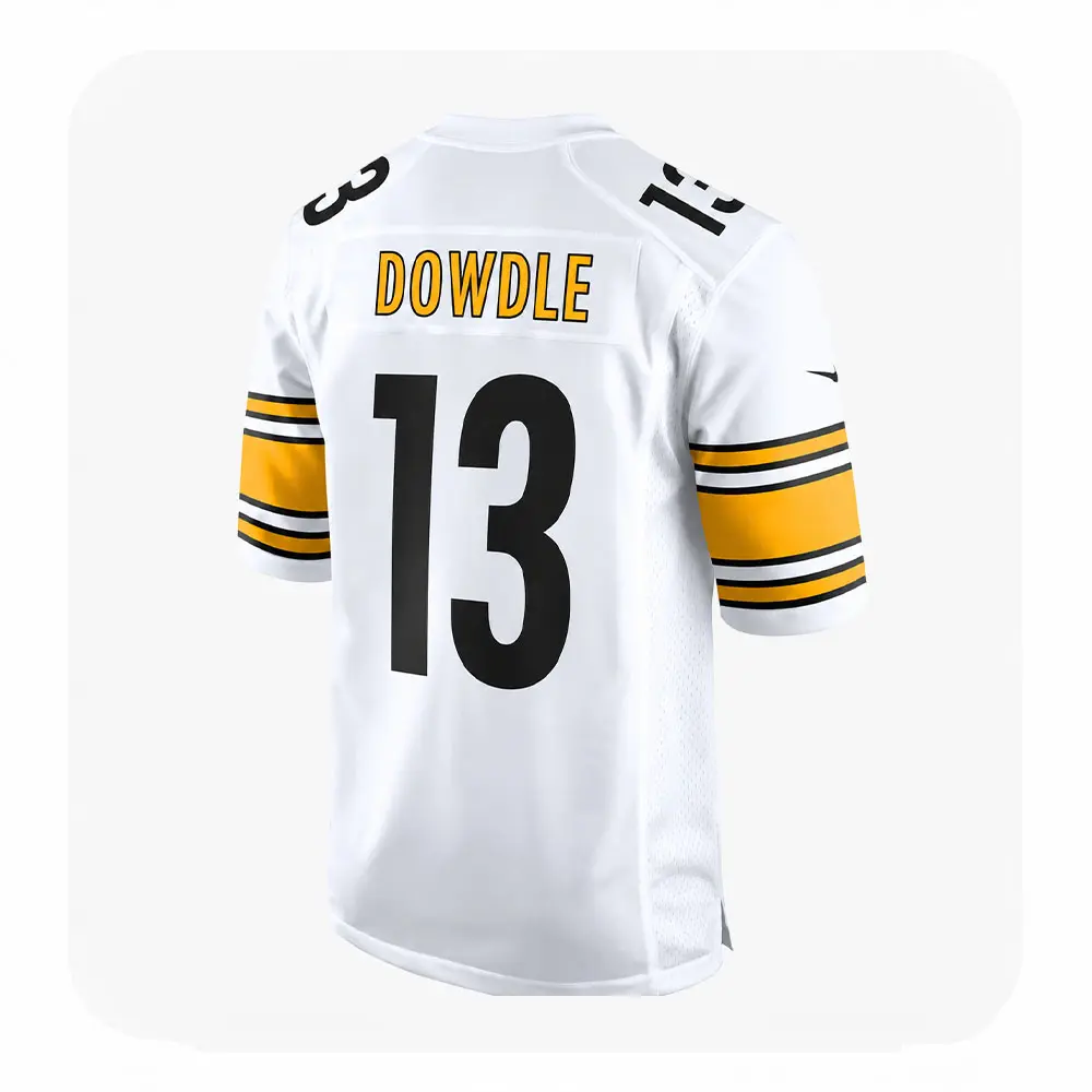 Back View For Rico Dowdle Steelers Team Game White Jersey Back View For Rico Dowdle Steelers Team Game White Jersey