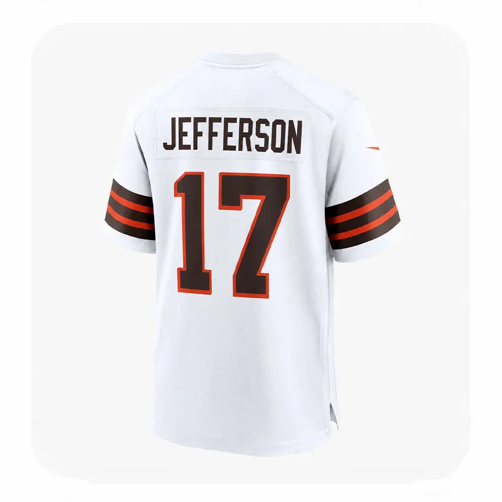 Back View For Justin Jefferson Game White Jersey Back View For Shedeur Sanders Browns Game White Jersey