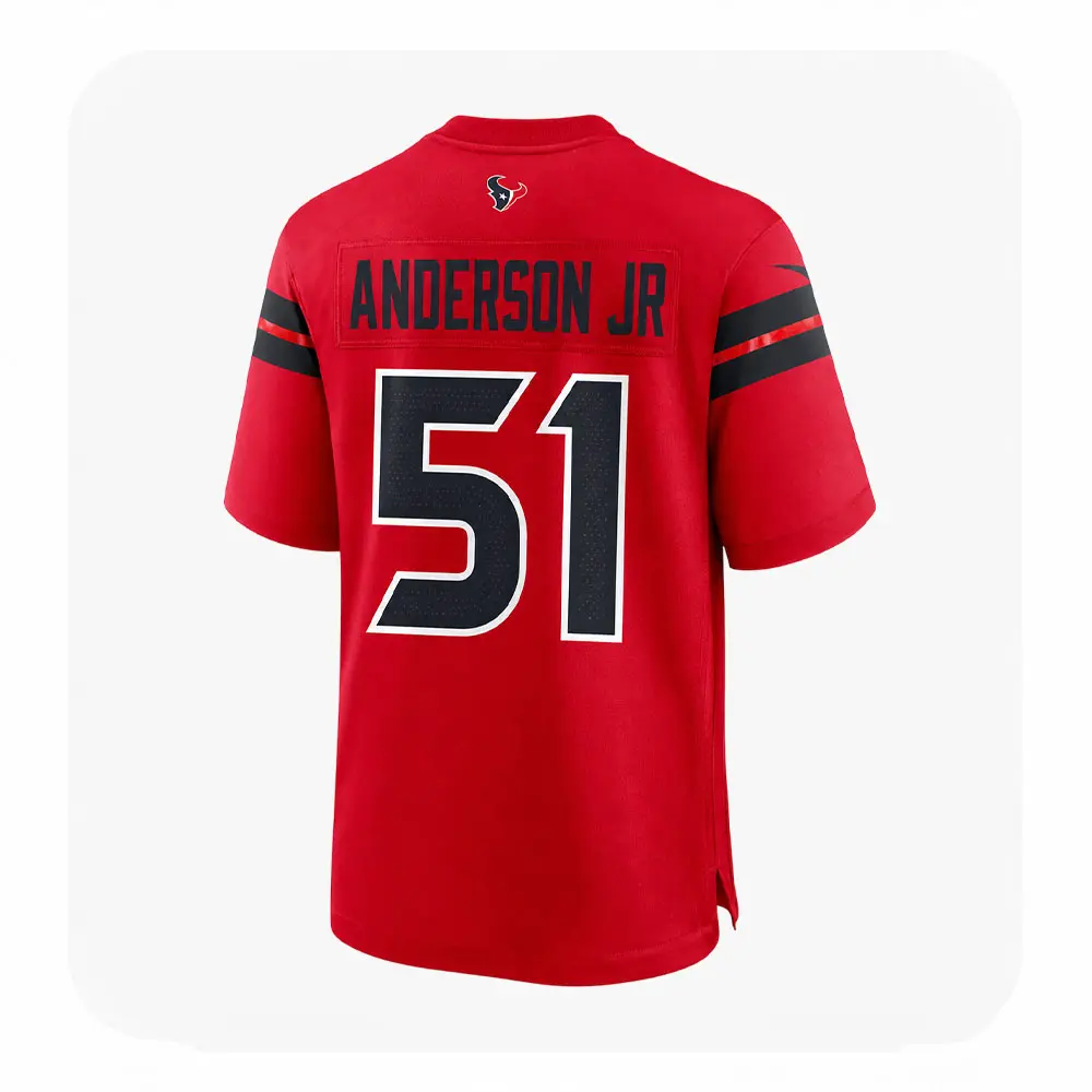 Back View For Will Anderson Jr. Texans Game Red Jersey Back View For Will Anderson Jr. Texans Game Red Jersey