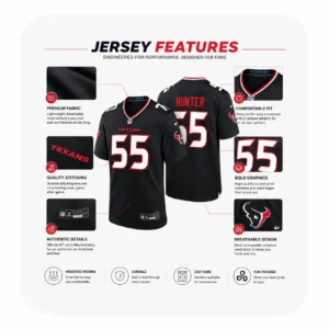 Details For Danielle Hunter Navy Texans Game Jersey