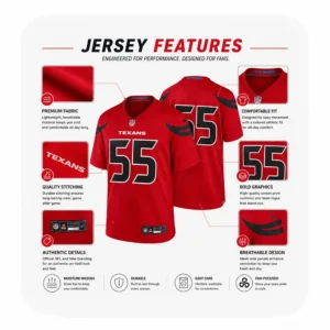 Details For Danielle Hunter Red Texans Team Game Jersey