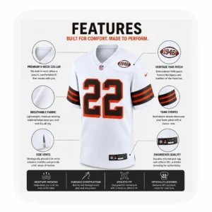 Details For Dylan Sampson White Cleveland Browns Game Jersey