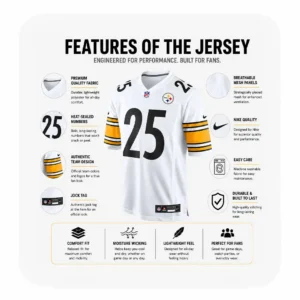 Details For Gennings Dunker Pittsburgh Steelers White Game Jersey