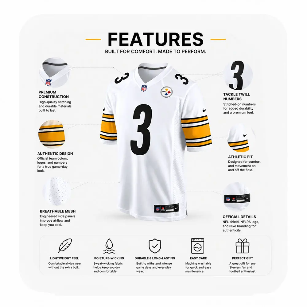 Details For Jaquan Brisker Steelers Game White Jersey Details For Jaquan Brisker Steelers Game White Jersey