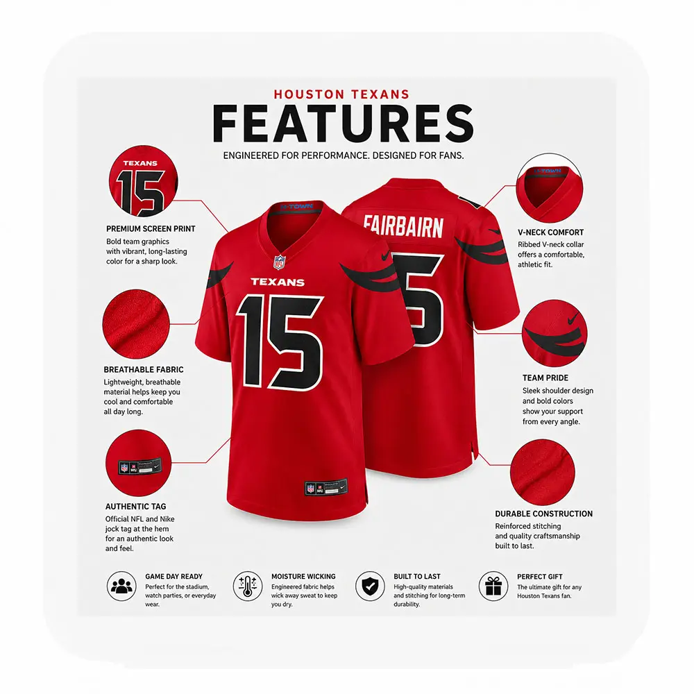 Details For Ka'imi Fairbairn Texans Red Game Jersey Details For Kaimi Fairbairn Texans Red Game Jersey
