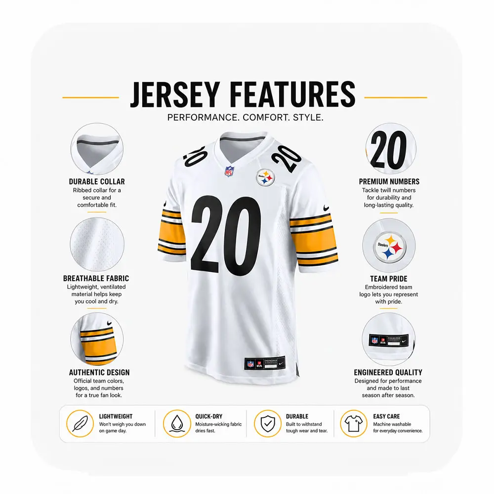 Details For Kaleb Johnson Steelers White Game Jersey Details For Kaleb Johnson Steelers White Game Jersey