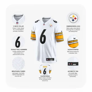 Details For Patrick Queen Steelers Game White Jersey
