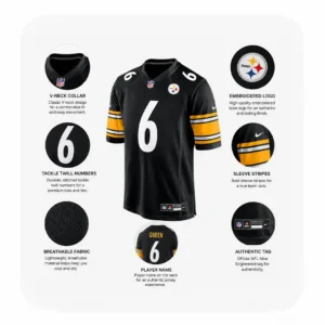 Details For Patrick Queen Steelers Team Black Jersey
