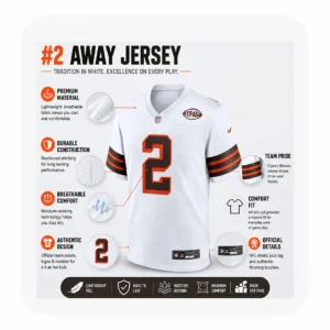 Details For Shedeur Sanders Browns 2 White Game Jersey