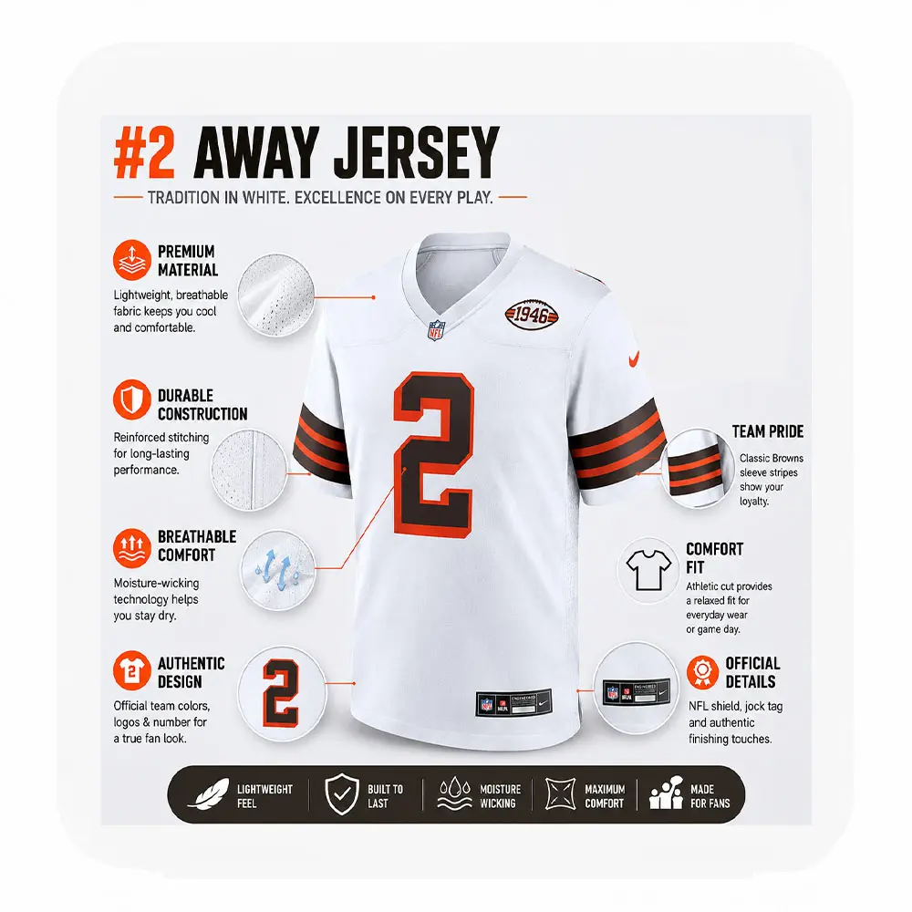 Details For Shedeur Sanders Browns #2 White Game Jersey Details For Shedeur Sanders Browns 2 White Game Jersey