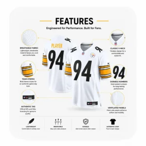 Details For Yahya Black Steelers Game White Jersey