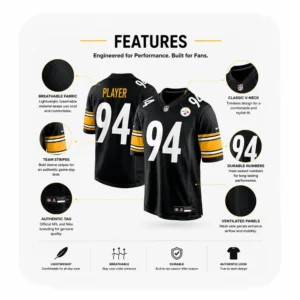Details For Yahya Black Steelers Team Game Black Jersey