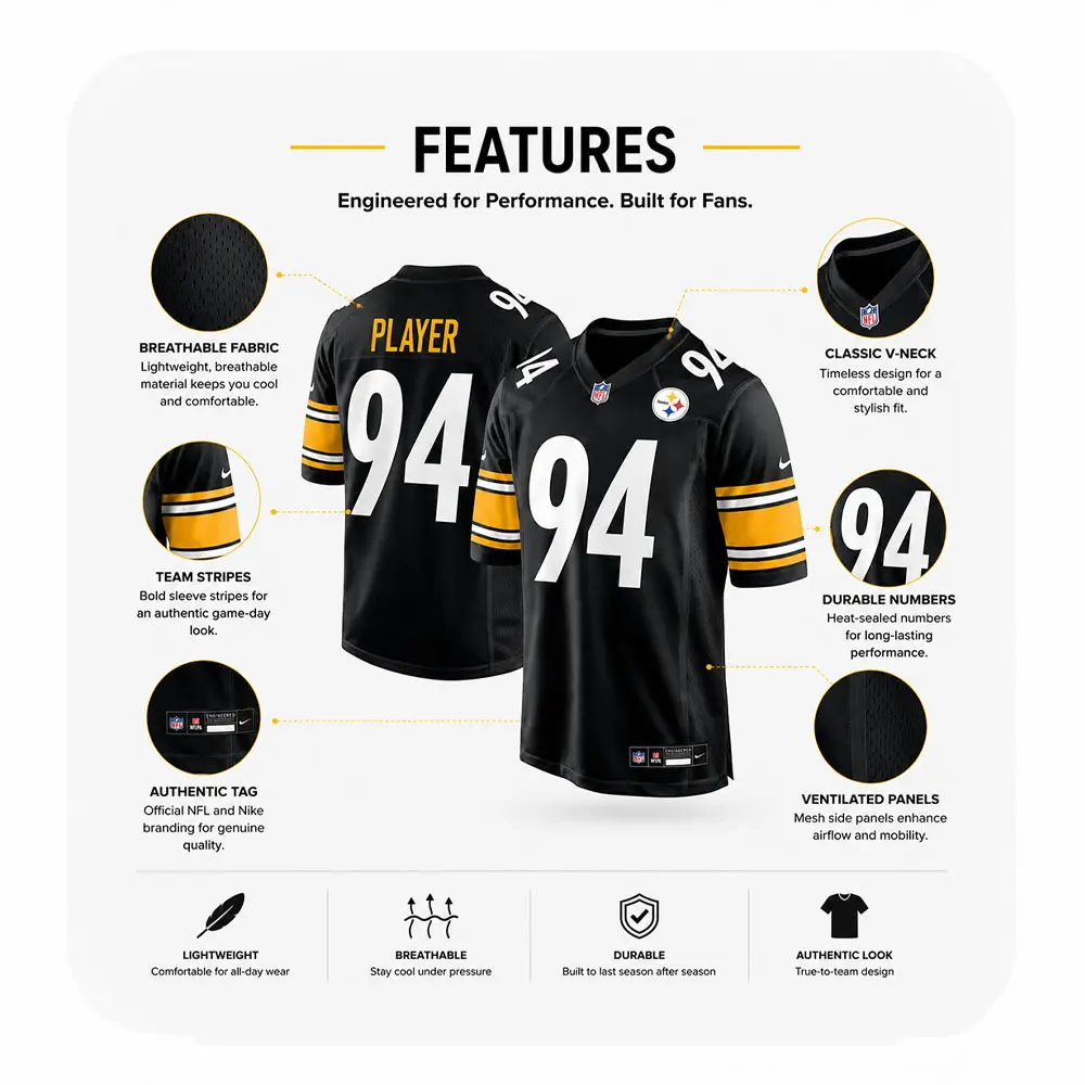 Details For Yahya Black Steelers Team Game Black Jersey Details For Yahya Black Steelers Team Game Black Jersey