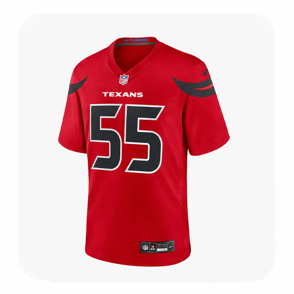Front View For Danielle Hunter Red Texans Team Game Jersey Front View For Danielle Hunter Red Texans Team Game Jersey