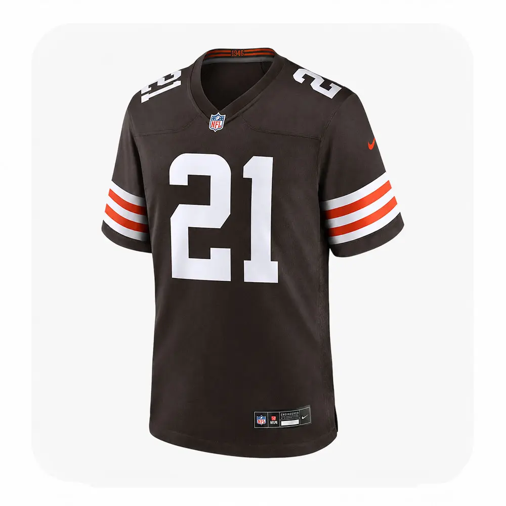 Front View For Denzel Ward Cleveland Browns Game Brown Jersey Front View For Denzel Ward Cleveland Browns Game Brown Jersey
