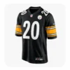 Front View For Kaleb Johnson Pittsburgh Steelers Black Game Jersey