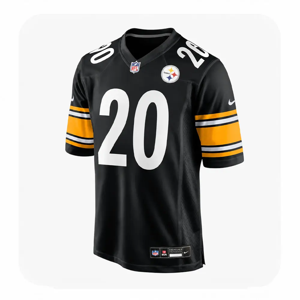 Front View For Kaleb Johnson Pittsburgh Steelers Black Game Jersey Front View For Kaleb Johnson Pittsburgh Steelers Black Game Jersey