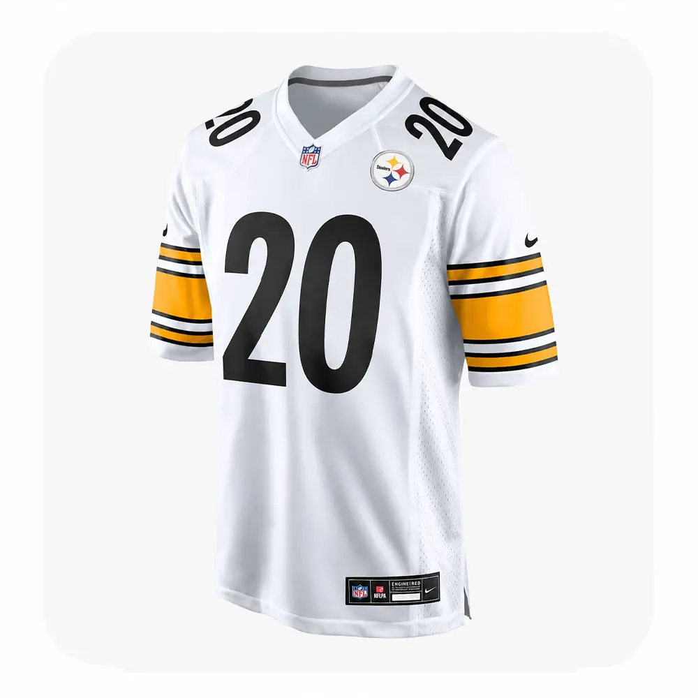 Front View For Kaleb Johnson Steelers White Game Jersey Front View For Kaleb Johnson Steelers White Game Jersey