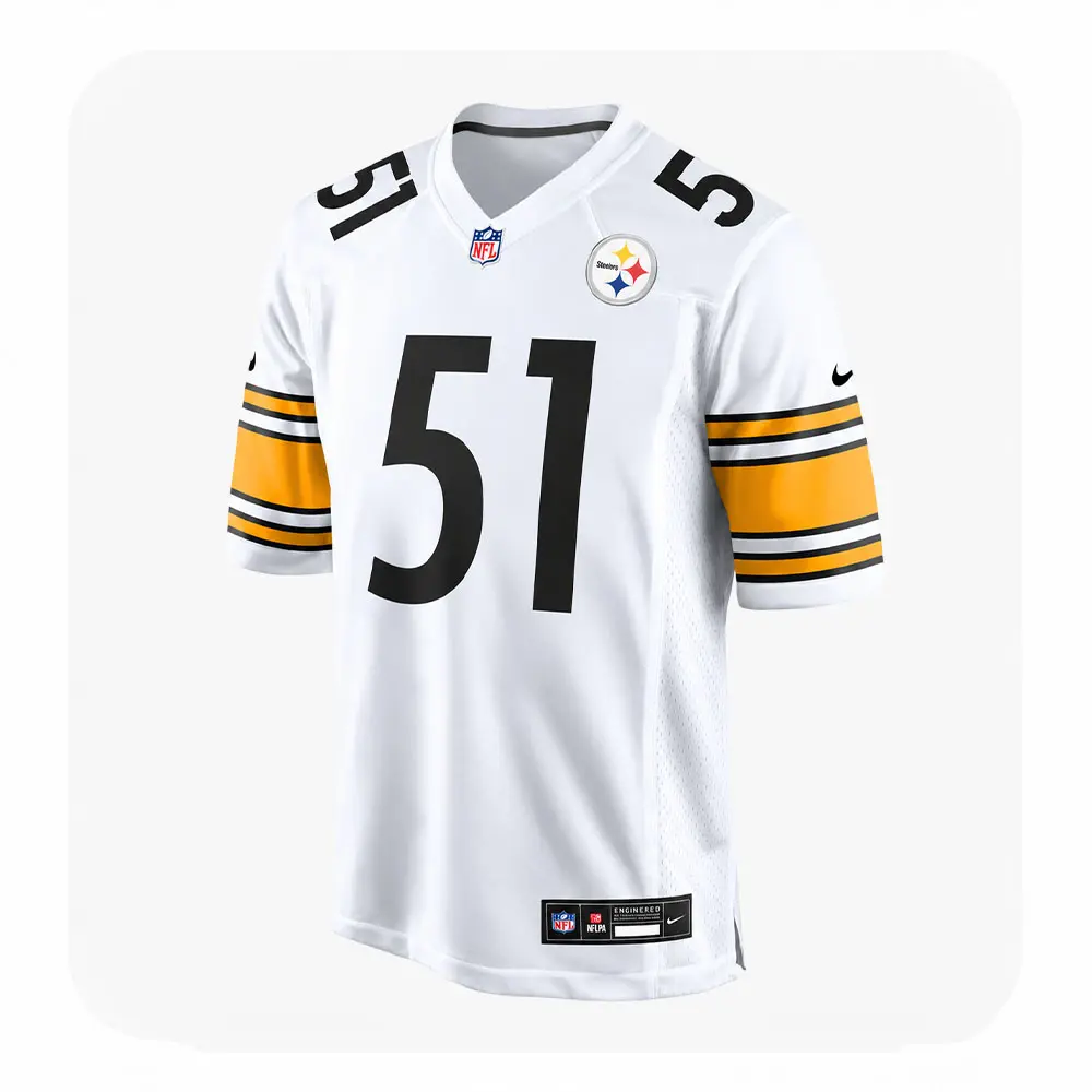 Front View For Nick Herbig Steelers White Game Jersey Front View For Nick Herbig Steelers White Game Jersey