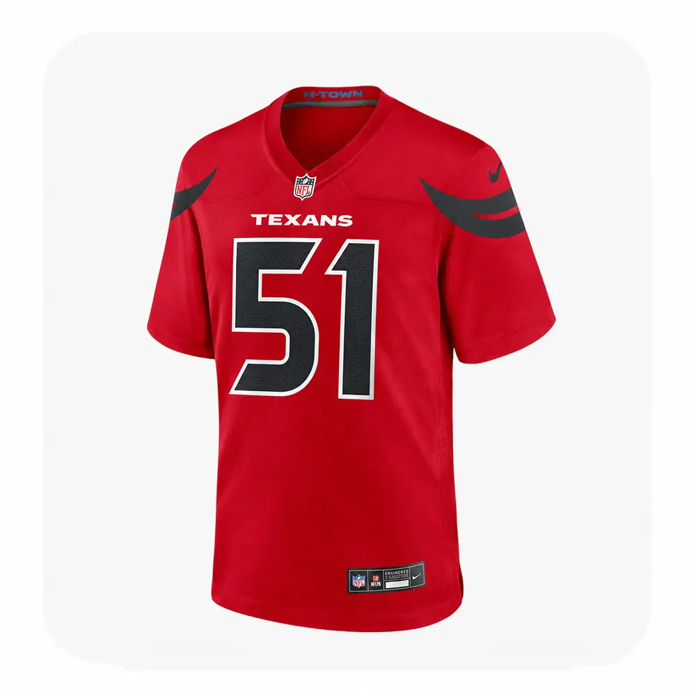 Front View For Will Anderson Jr. Texans Game Red Jersey Front View For Will Anderson Jr. Texans Game Red Jersey