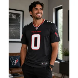 View For Azeez Al Shaair Texans Game Navy Jersey