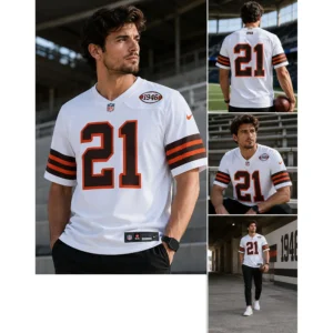 View For Denzel Ward Cleveland Browns Game White Jersey