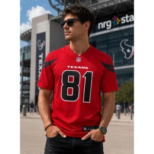 View For Jayden Higgins Texans Game Red Jersey