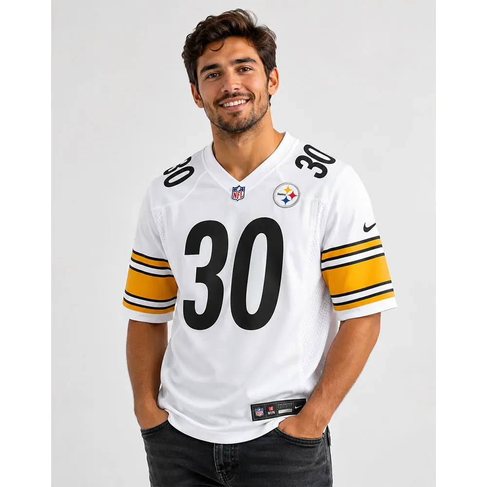 View For Jaylen Warren Pittsburgh Steelers White Game Jersey View For Jaylen Warren Pittsburgh Steelers White Game Jersey