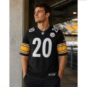 View For Kaleb Johnson Pittsburgh Steelers Black Game Jersey