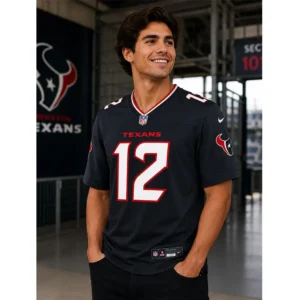 View For Nico Collins Texans Navy Game Jersey