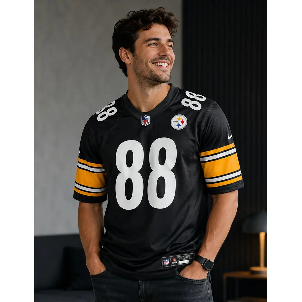 View For Pat Freiermuth Steelers Game Team Black Jersey View For Pat Freiermuth Steelers Game Team Black Jersey