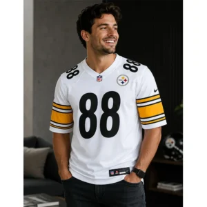 View For Pat Freiermuth Steelers Game White Jersey