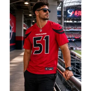 View For Will Anderson Jr. Texans Game Red Jersey