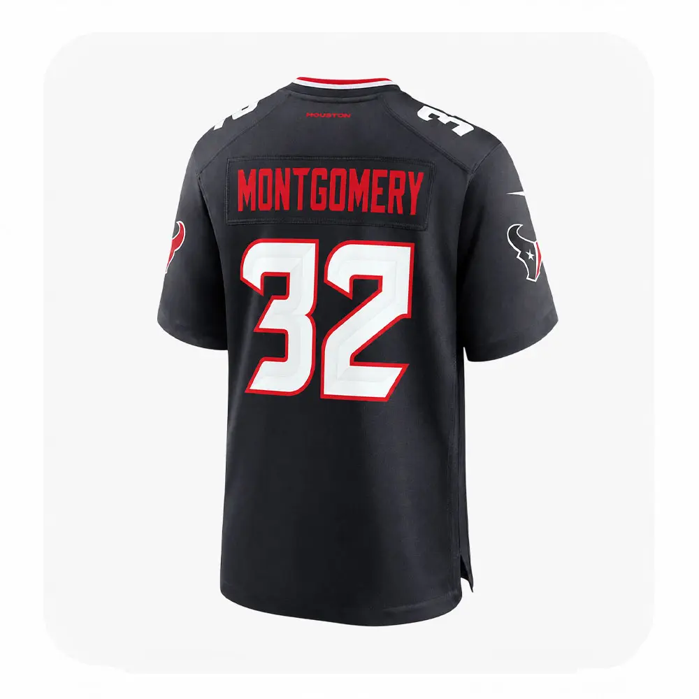 Back View For David Montgomery Houston Texans Navy Game Jersey Back View For David Montgomery Houston Texans Navy Game Jersey