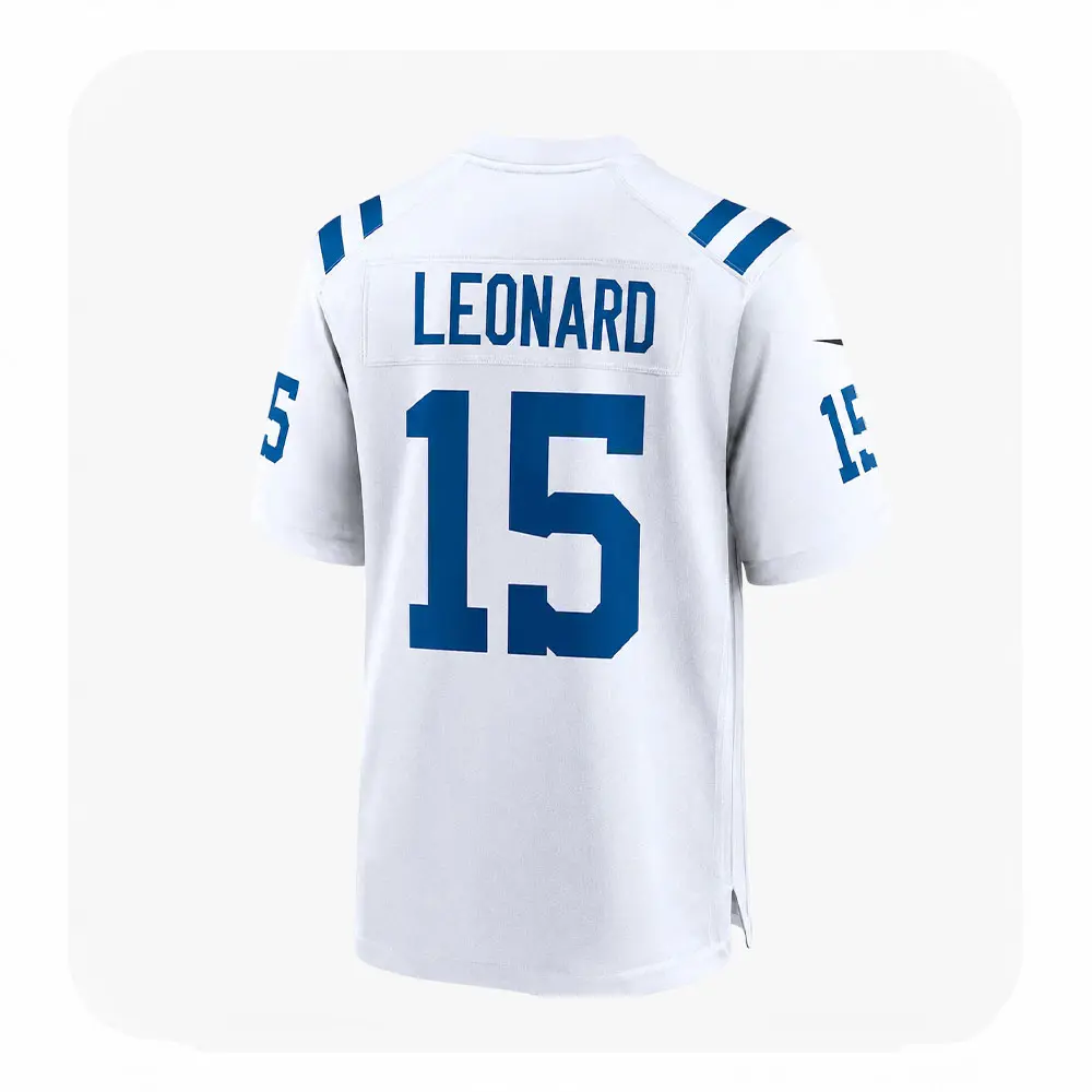 Back View For Riley Leonard Indianapolis Colts White Game Jersey Back View For Riley Leonard Indianapolis Colts White Game Jersey